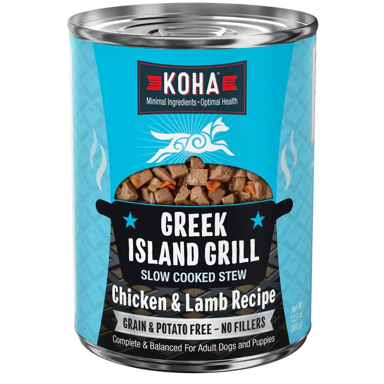 KOHA Greek Island Grill Slow Cooked Stew Chicken and Lamb for Dogs 12.7 oz