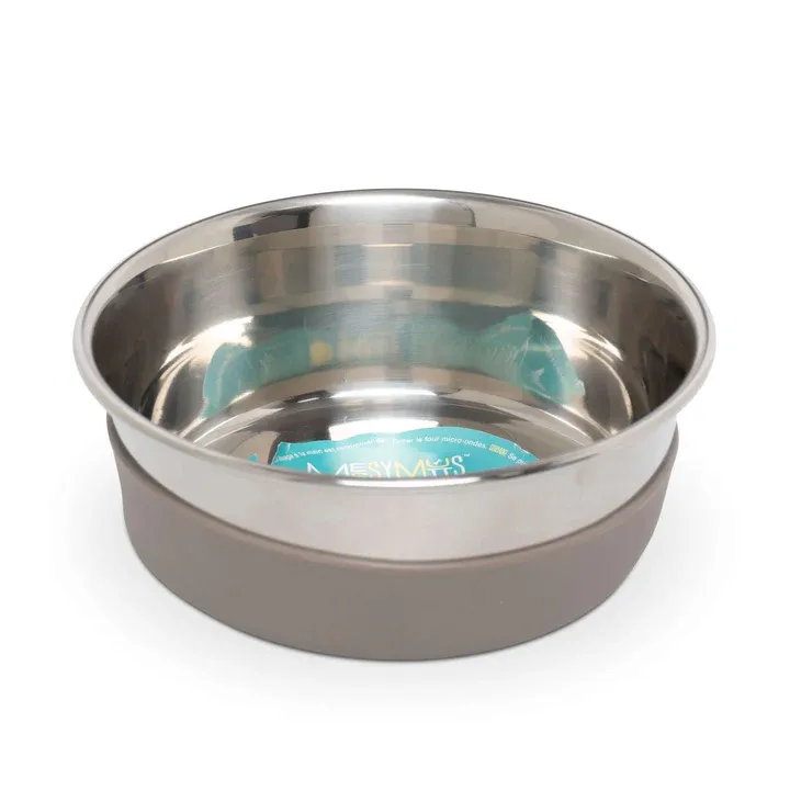 Messy Mutts Stainless Steel Dog Bowl with Non-Slip Removable Base