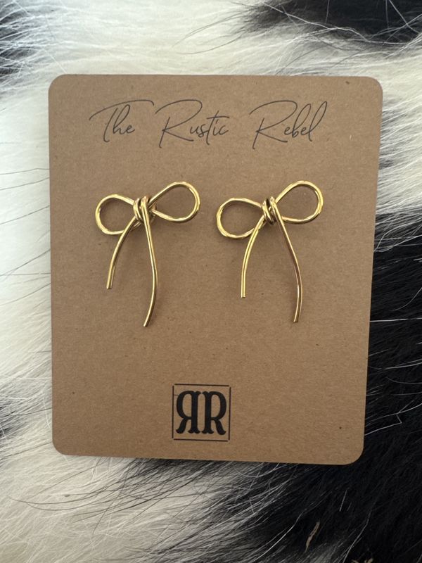 18K STAINLESS STEEL TARNISH FREE BOW EARRINGS
