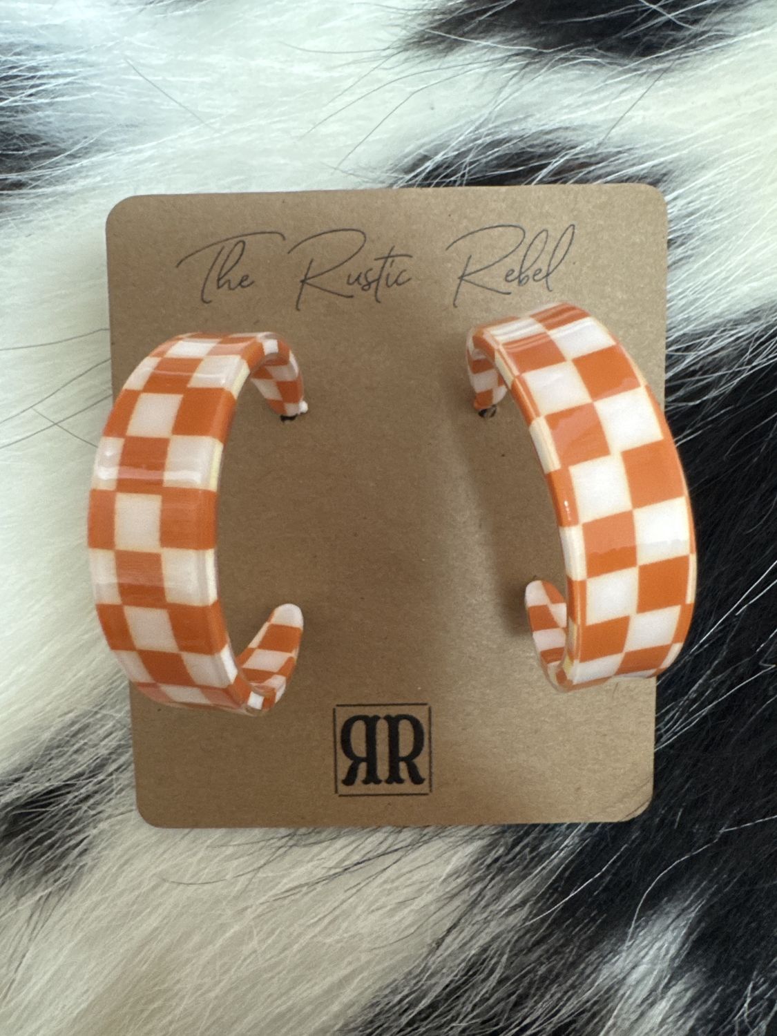 Orange and White Checkered Earrings For Tennessee Fans!