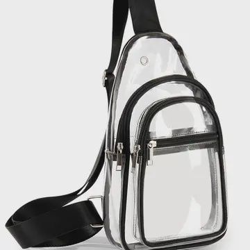 Black Strap Clear Sling Bag Moq