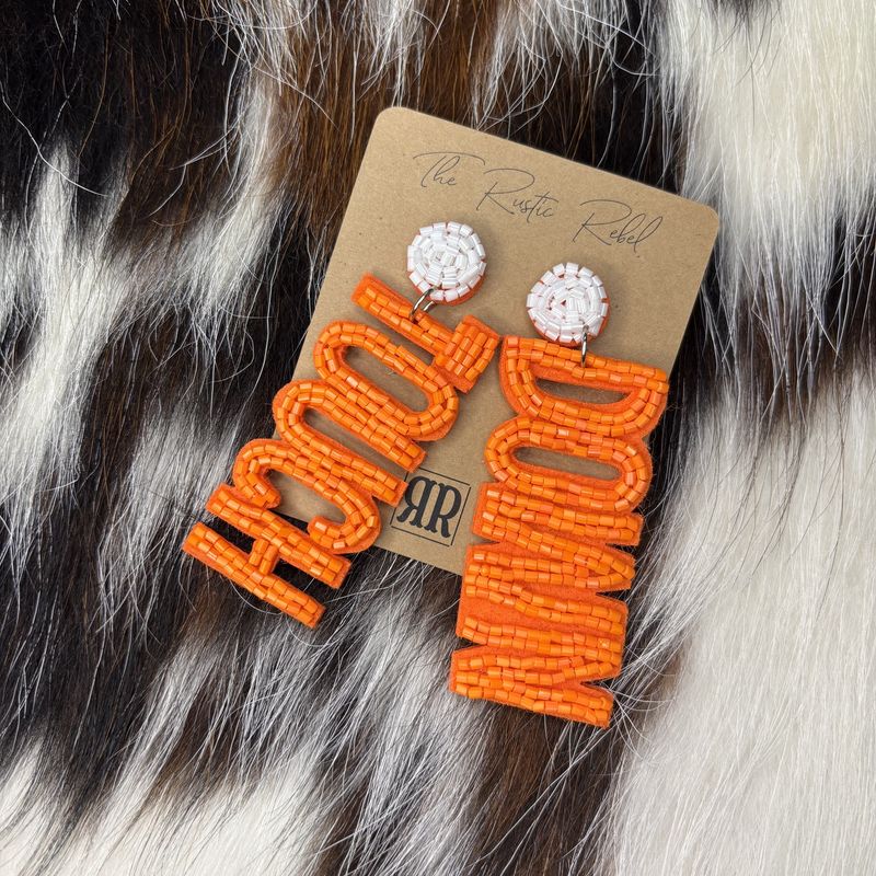 Beaded &quot; Touch Down&quot; Sparkle Earrings For Sports, Gameday