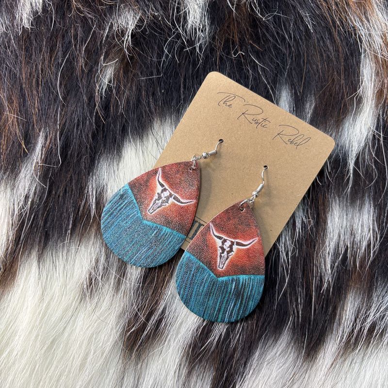 Western Bull Skull Earrings SP334