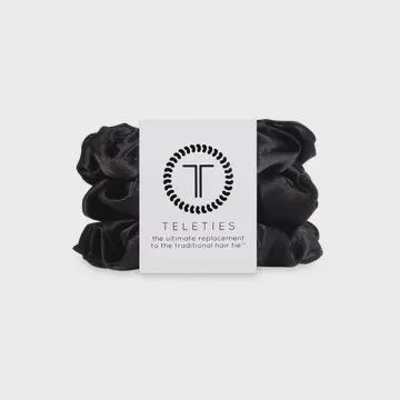 Silk Hair Scrunchie/ TELETIES, Color: Jet Black, Size: Large
