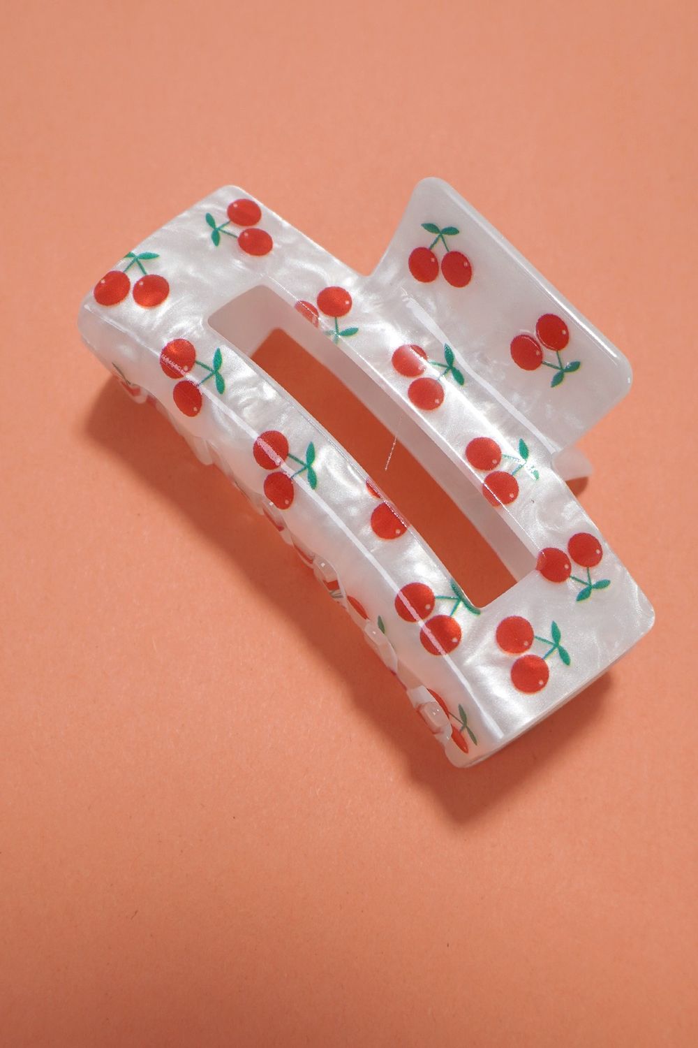 Jumbo Cherry Rectangle Hair Claw Clips, Color: Cherry