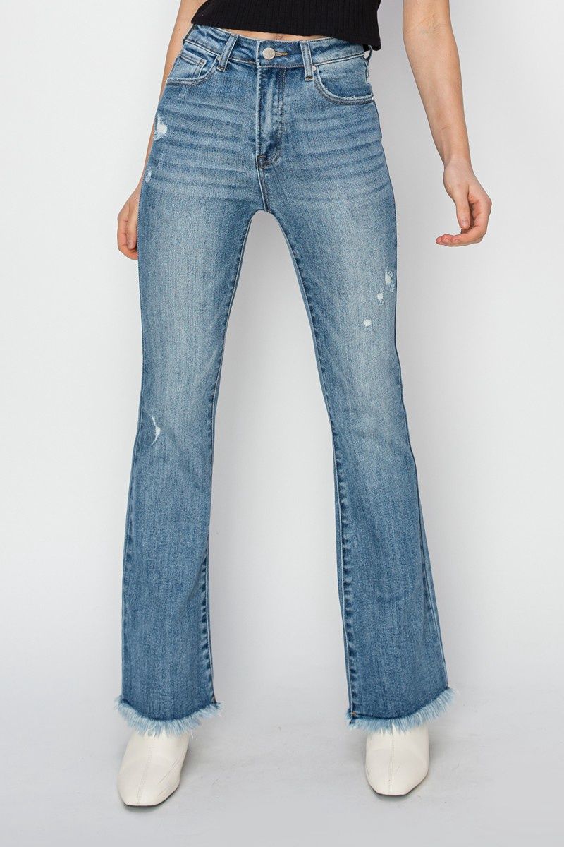 High Rise Ankle Bootcut Vintage Frayed Hem Jeans, Size: 0