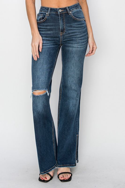 High Rise Flare Distressed Relaxed Jeans