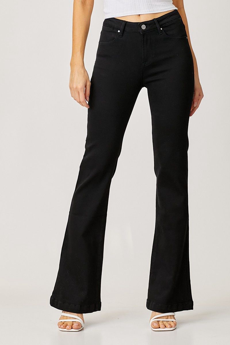 Mid Rise Flare Jeans/ Black, Size: 1X