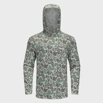 Ole Boy Performance Hooded Tee, Color: Green Camo, Size: Small