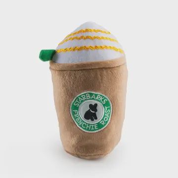 Starbucks Frenchie Roast W/ Straw Squeaker Dog Toy/ Small-Mini