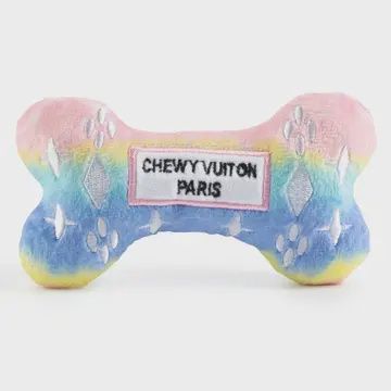 Pink Ombre Chewy Vuitton Bone Squeaker Dog Toy/ Large