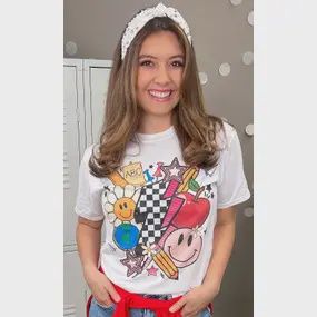 Retro Teacher Vibes Graphic Tshirt, Size: Small