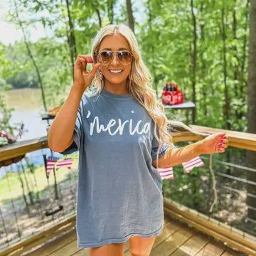 Merica Puff Letter Graphic Tee, Size: Small