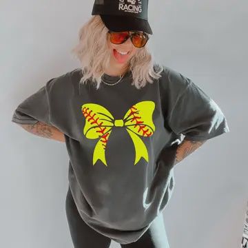 Softball Coquette Bow Graphic Tee, Size: Small