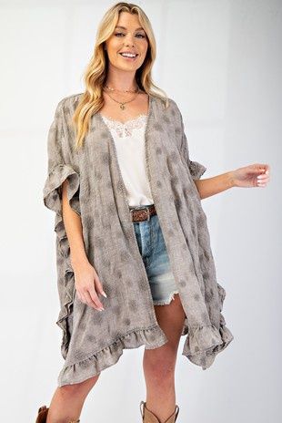 Embroidery Gauze Mineral Washed Duster, Size: 1X