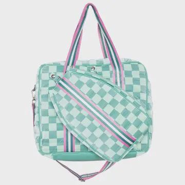 Teal Checkerprint Pickleball Duffle Bag