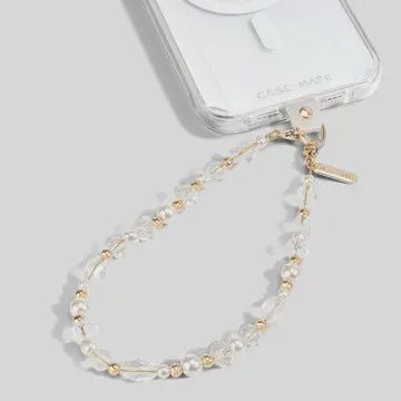Crystal Pearl Gold Phone Charm