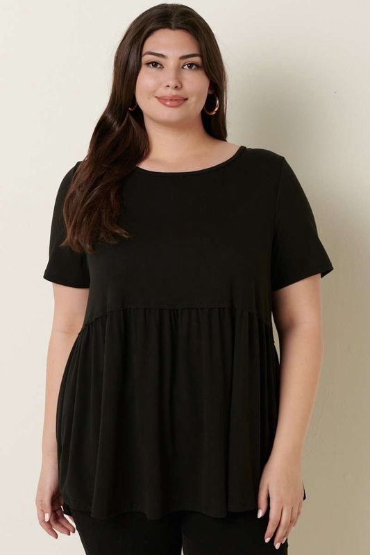Round Neck Babydoll Knit Top
