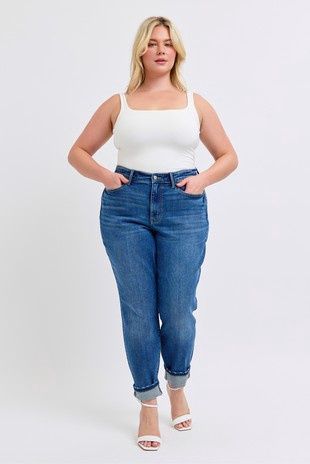 MR Vintage Wash Boyfriend w/ Cuff Jeans