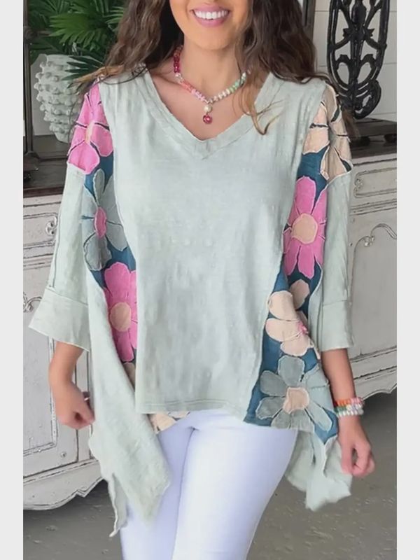 Floral Patchwork Reverse Seam Top