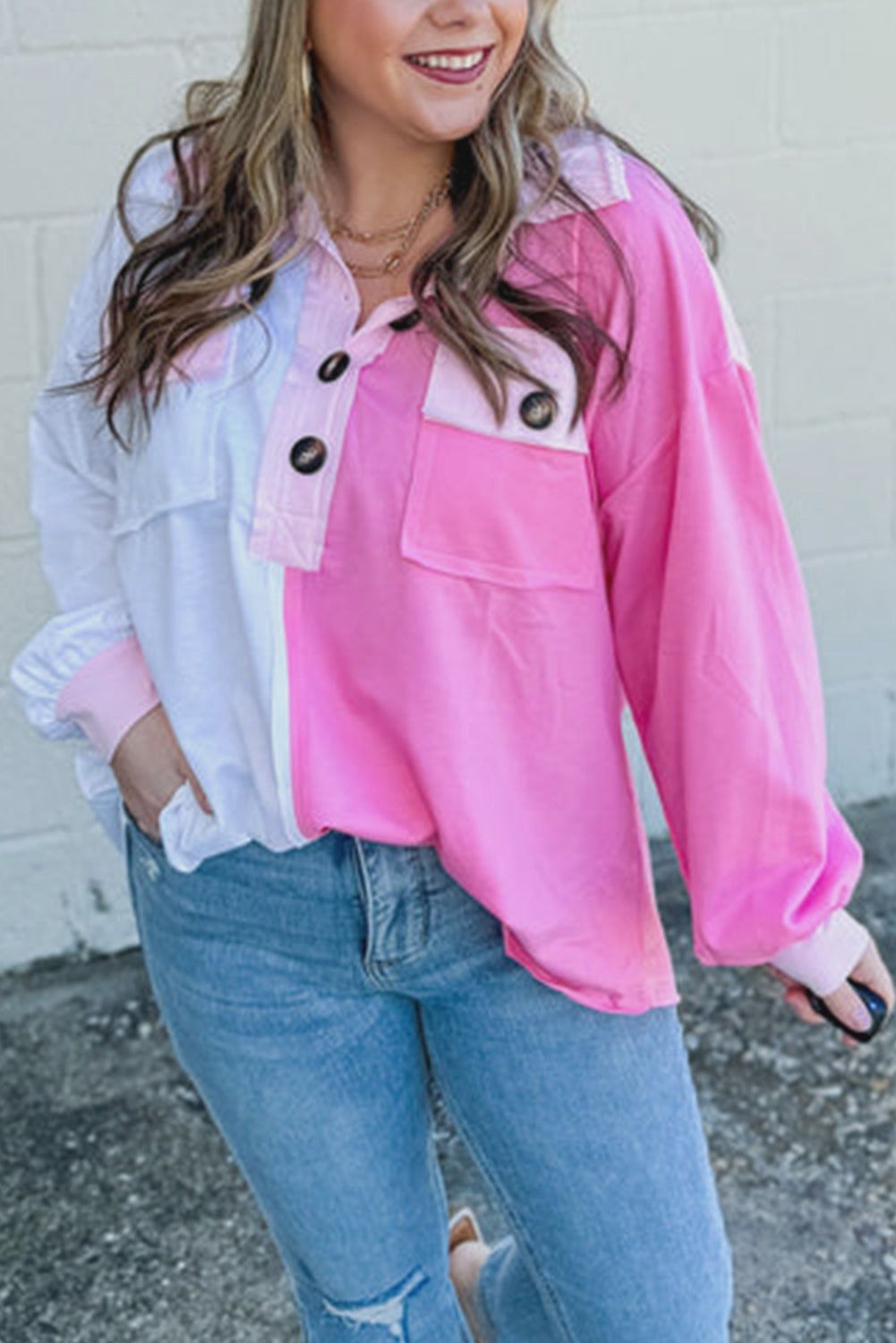 Colorblock Chest Pocket Sweatshirt Plus Size, Size: 1X