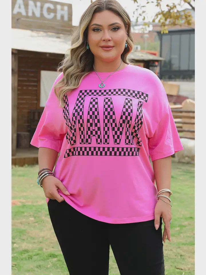 Plus Size Checker Mama Short Sleeve T-Shirt, Size: 1X