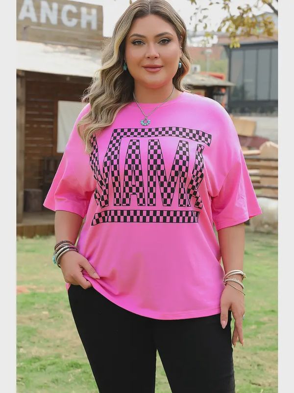 Plus Size Checker Mama Short Sleeve T-Shirt