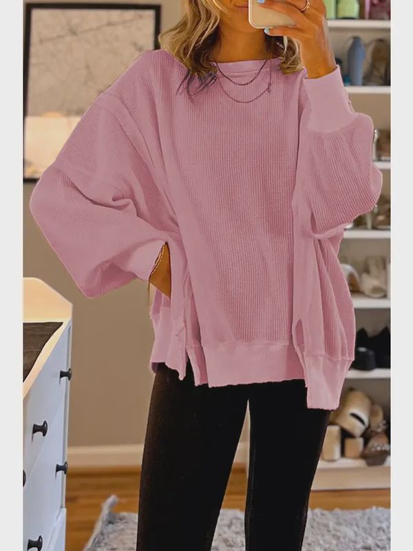 Waffle Long Sleeve Oversized Top