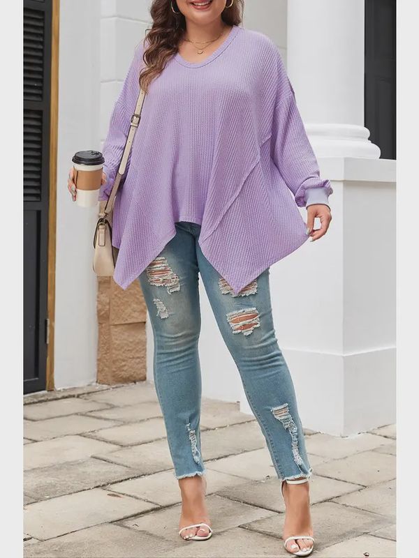 Waffle Knit Reserve Seam Top Plus Size