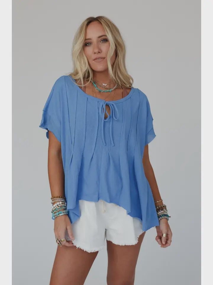 Sweet Pleats Top, Color: Blue, Size: Small