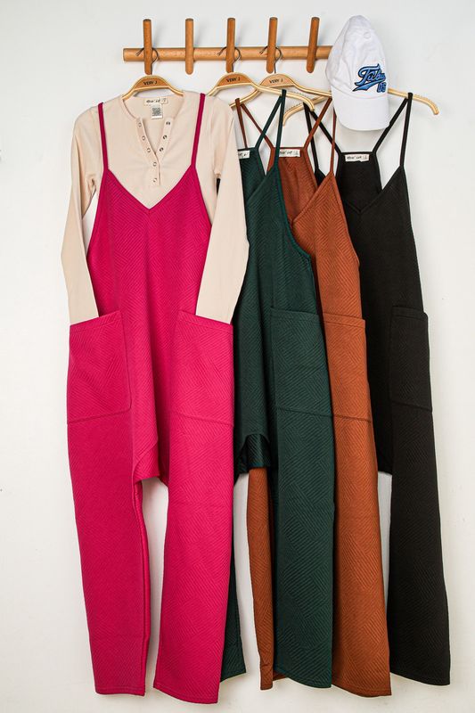 Quilted Loose Fit Casual Baggy Knit Jumpsuit