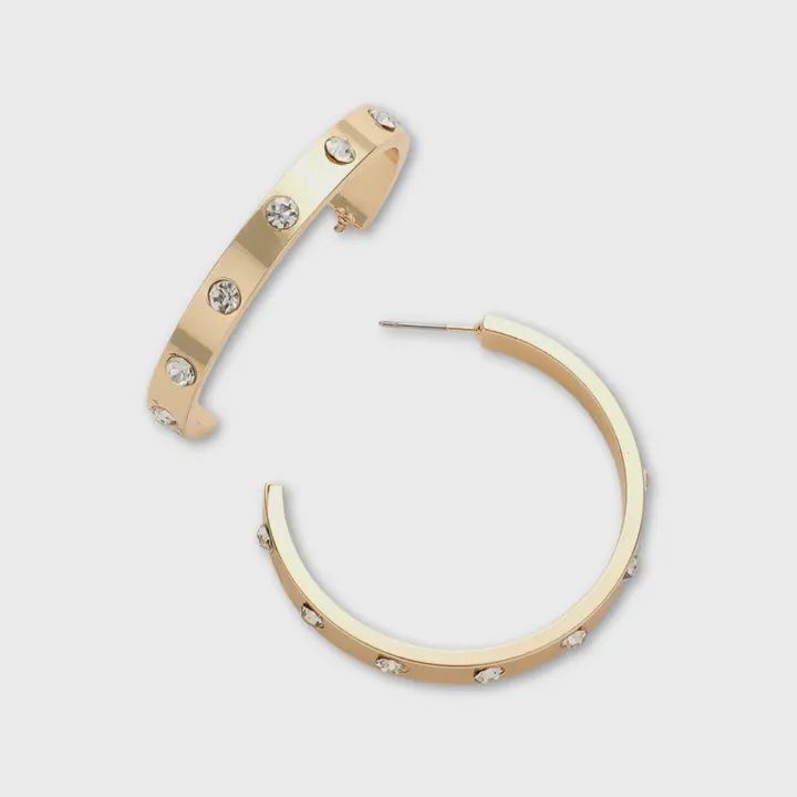 Crystal Love Hoop Earrings, Color: Gold