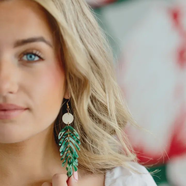 Green Palm Earrings