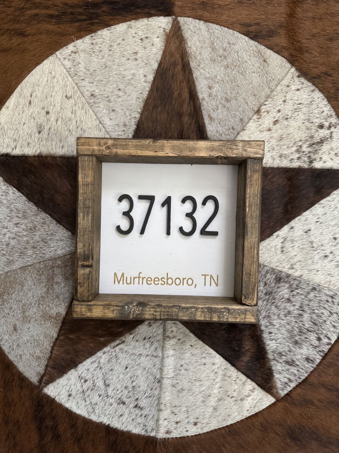 7x7  Zip Code Sign - City Name - 3D Wood Sign, Color: 37132