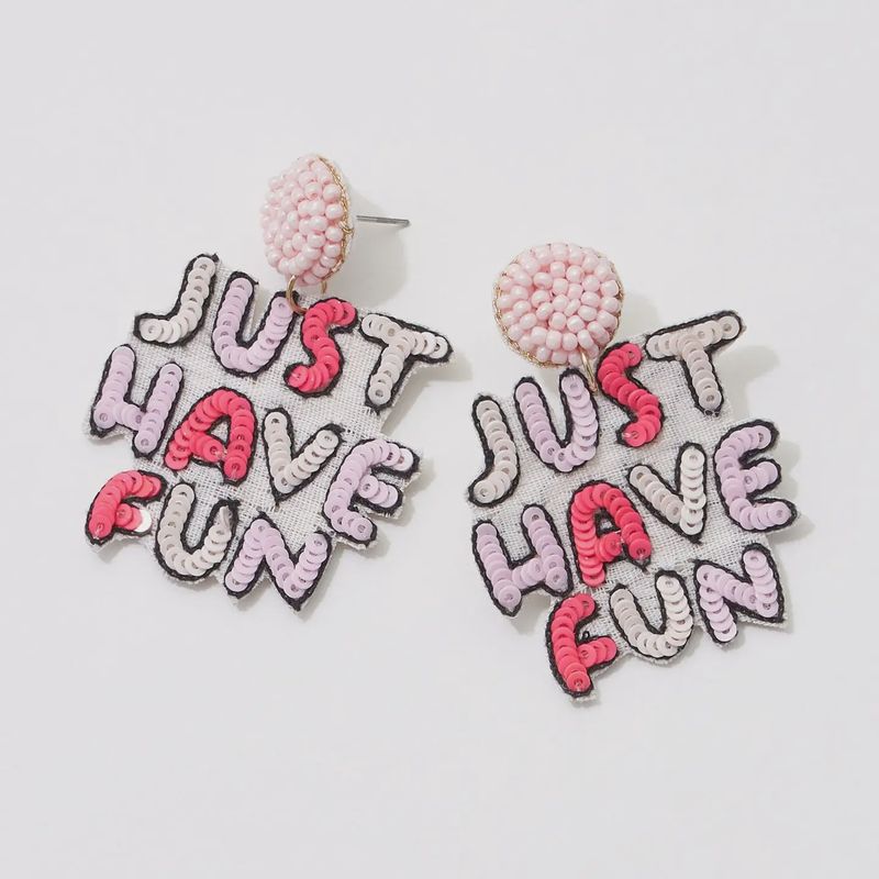 &quot;Just Have Fun&quot; Beaded Post Earrings