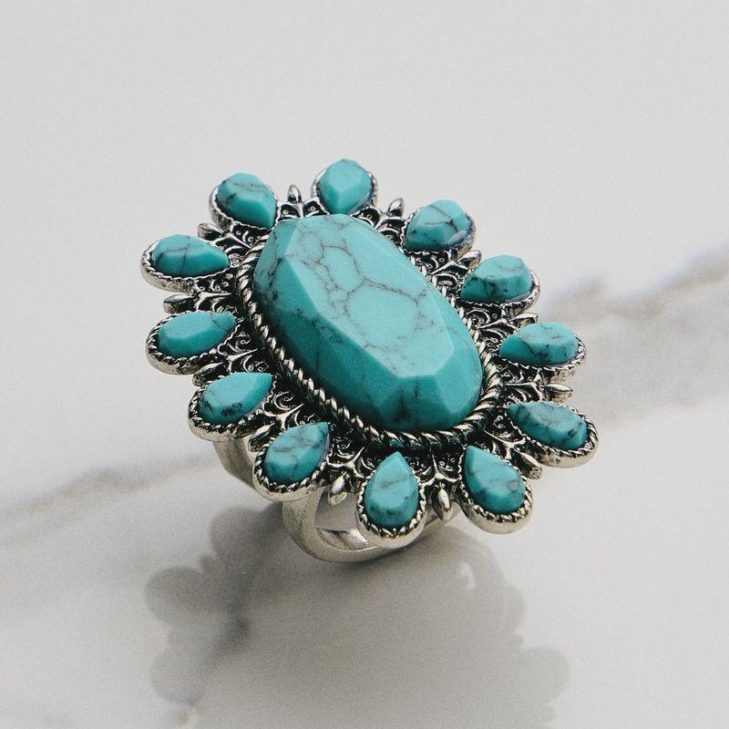 Floral Turquoise Statement Ring