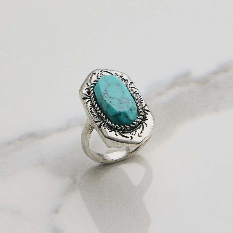 Etched Turquoise Western Ring