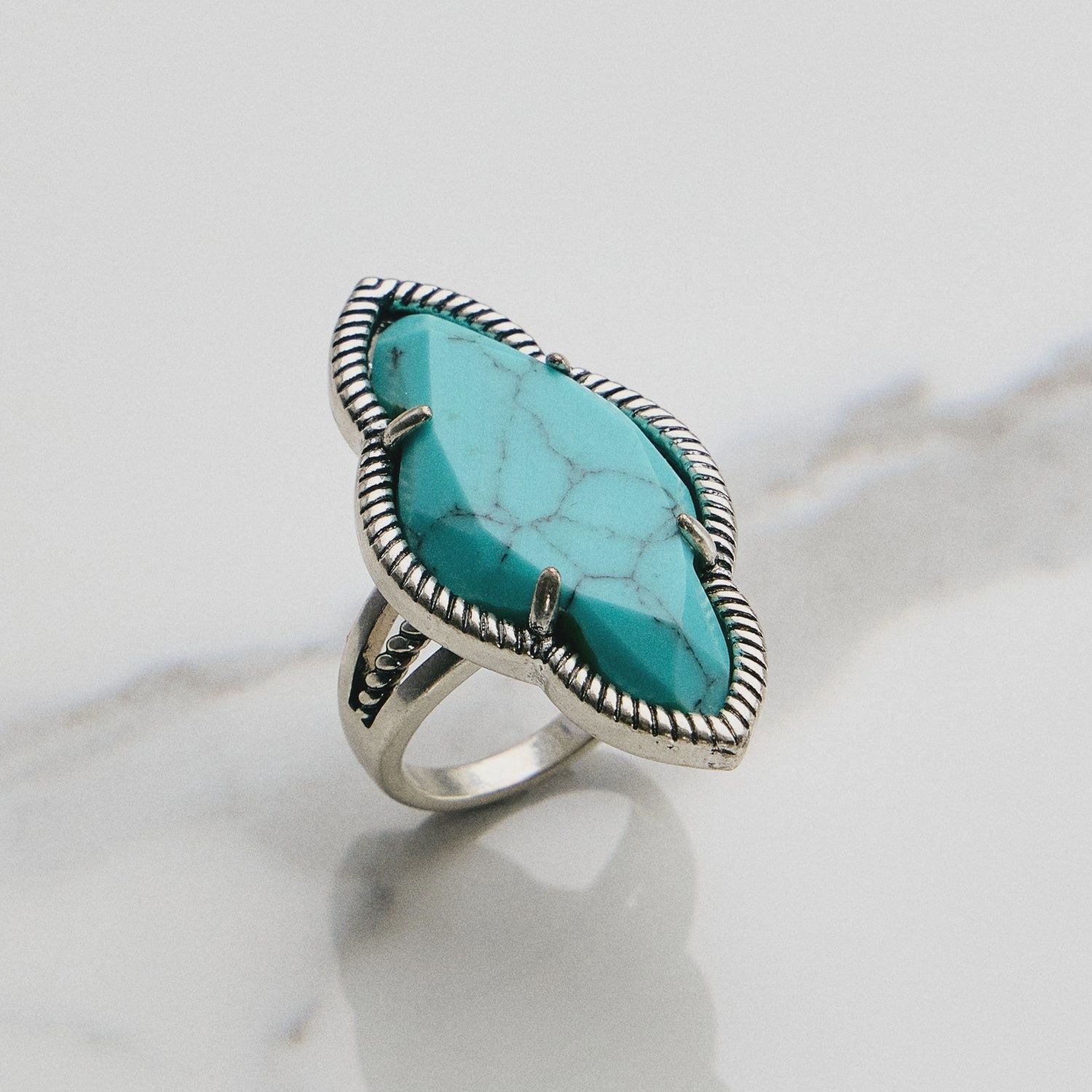 Marquise Natural Turquoise Ring