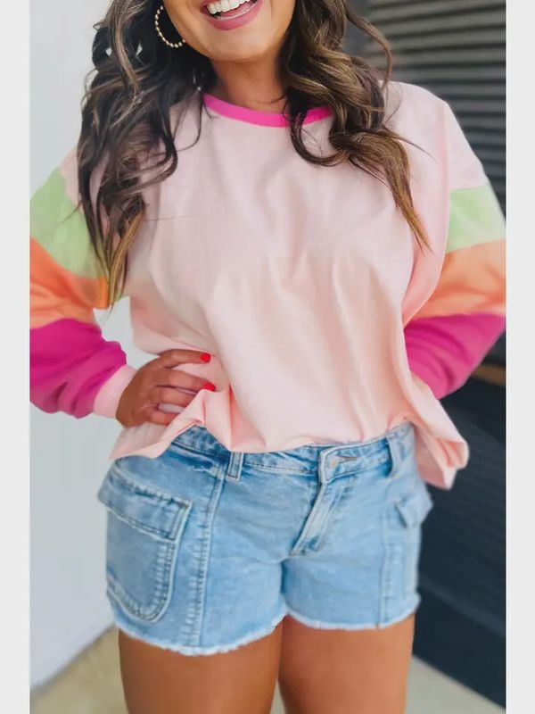 Colorblock Long Sleeve Top Plus Size