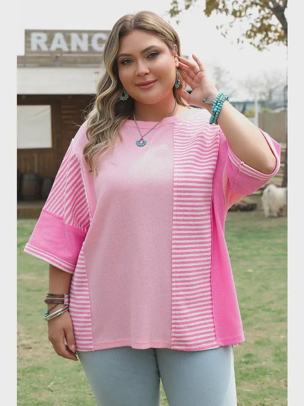 Plus Size Multicolored Stripe Tee