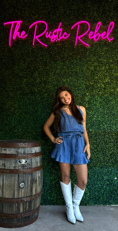 Ldc Spaghetti Straps Belted Ruffled Leg Chambray Romper