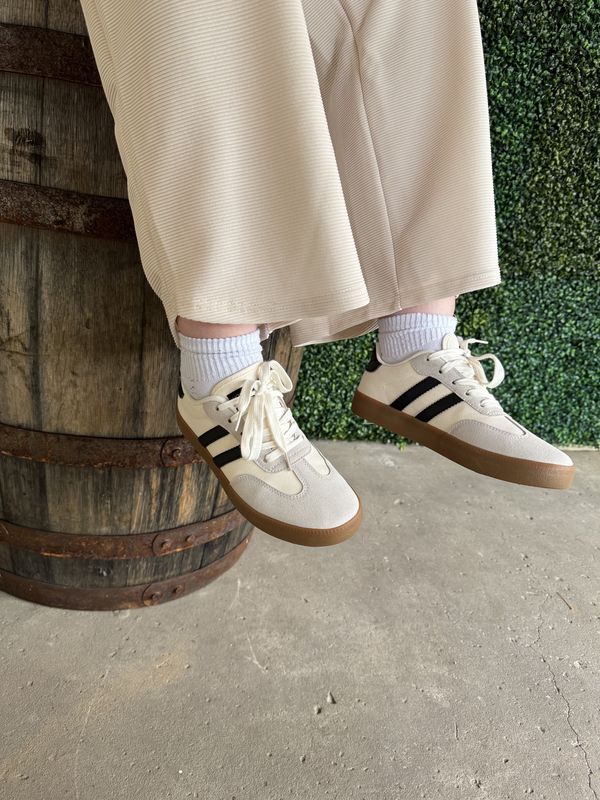 Ldc Striped Lace-Up Flat Sneakers