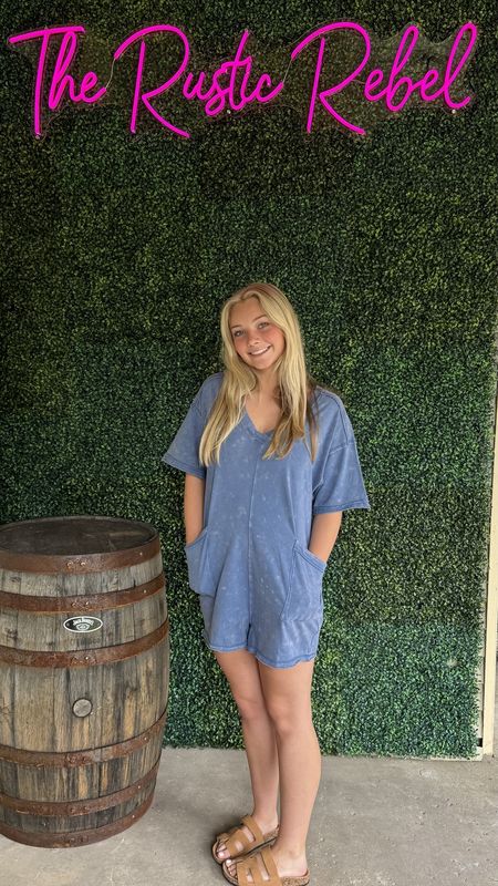 Mineral Washed Oversized Casual Knit Romper