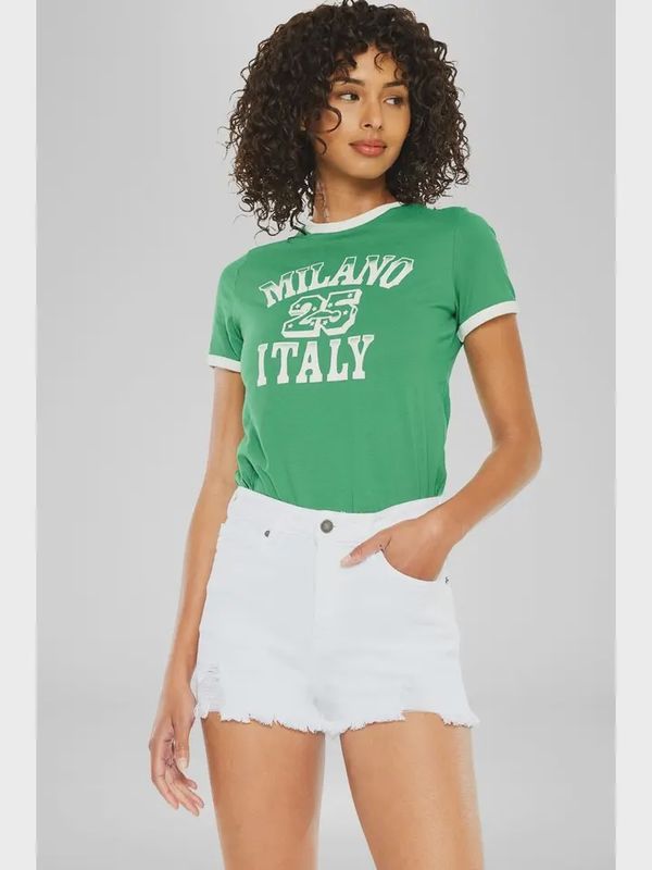 Open Pack High Rise White Shorts JEANS