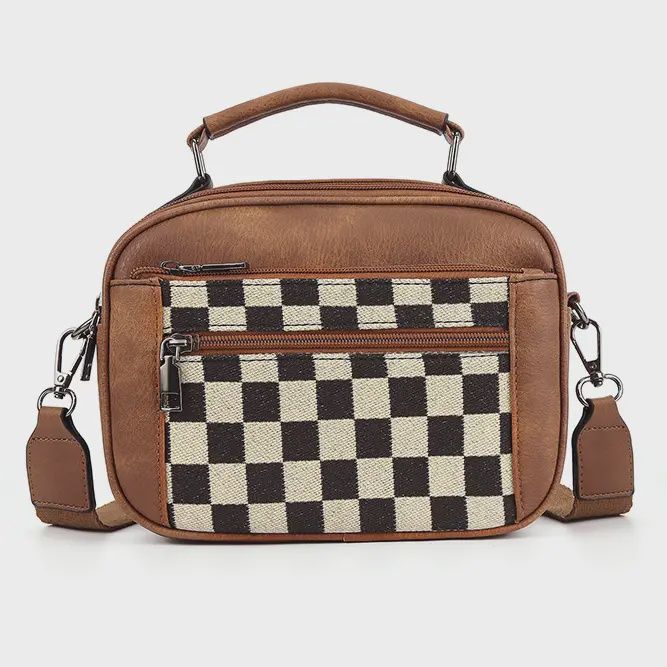 Plaid Checkered PU Leather Crossbody Bag