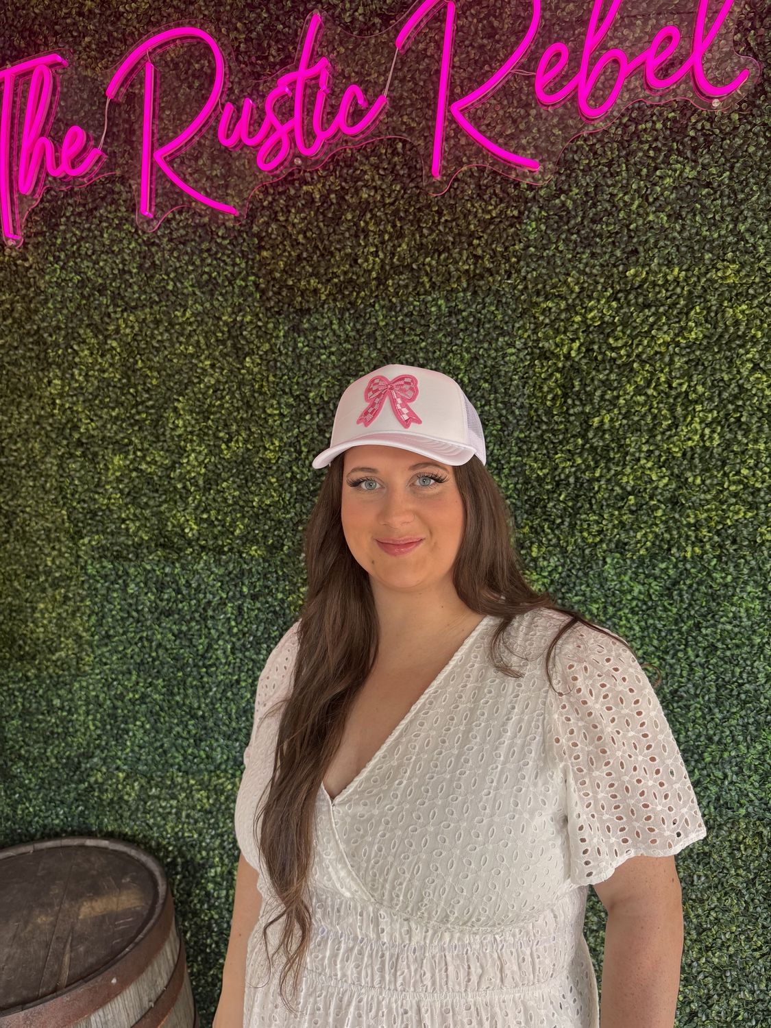 Pink Checkered Bow Trucker Hats