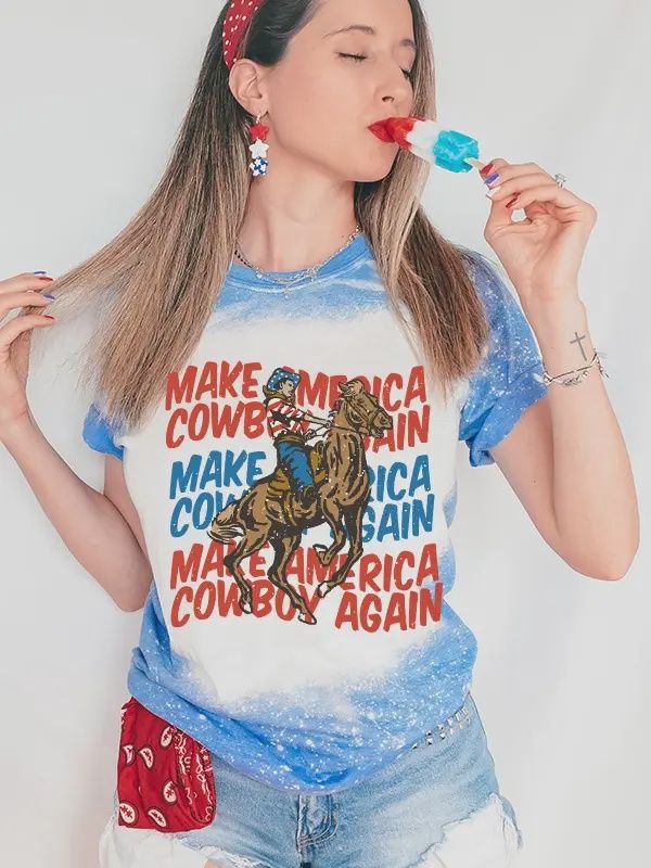 Make America Cowboy Again Western July 4th Graphic Tee