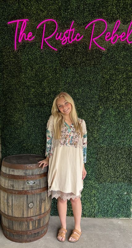 Print Mix Cotton Gauze Dress