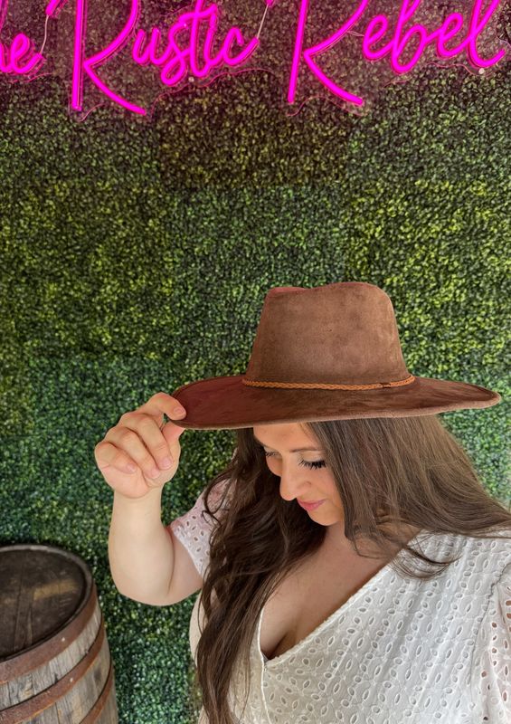 Arizona Braided Wide Brim Hat - Brown