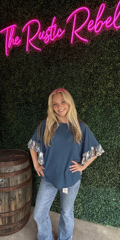 Sunlit Meadow Top - Slate Denim Blue